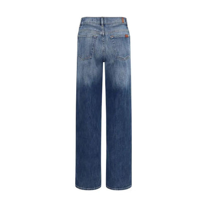 7FOR Blue Cotton Straight-Leg Jeans