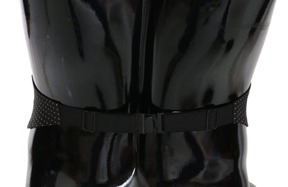 Dolce & Gabbana Dark Gray Dotted Waist Belt Silk Cummerbund