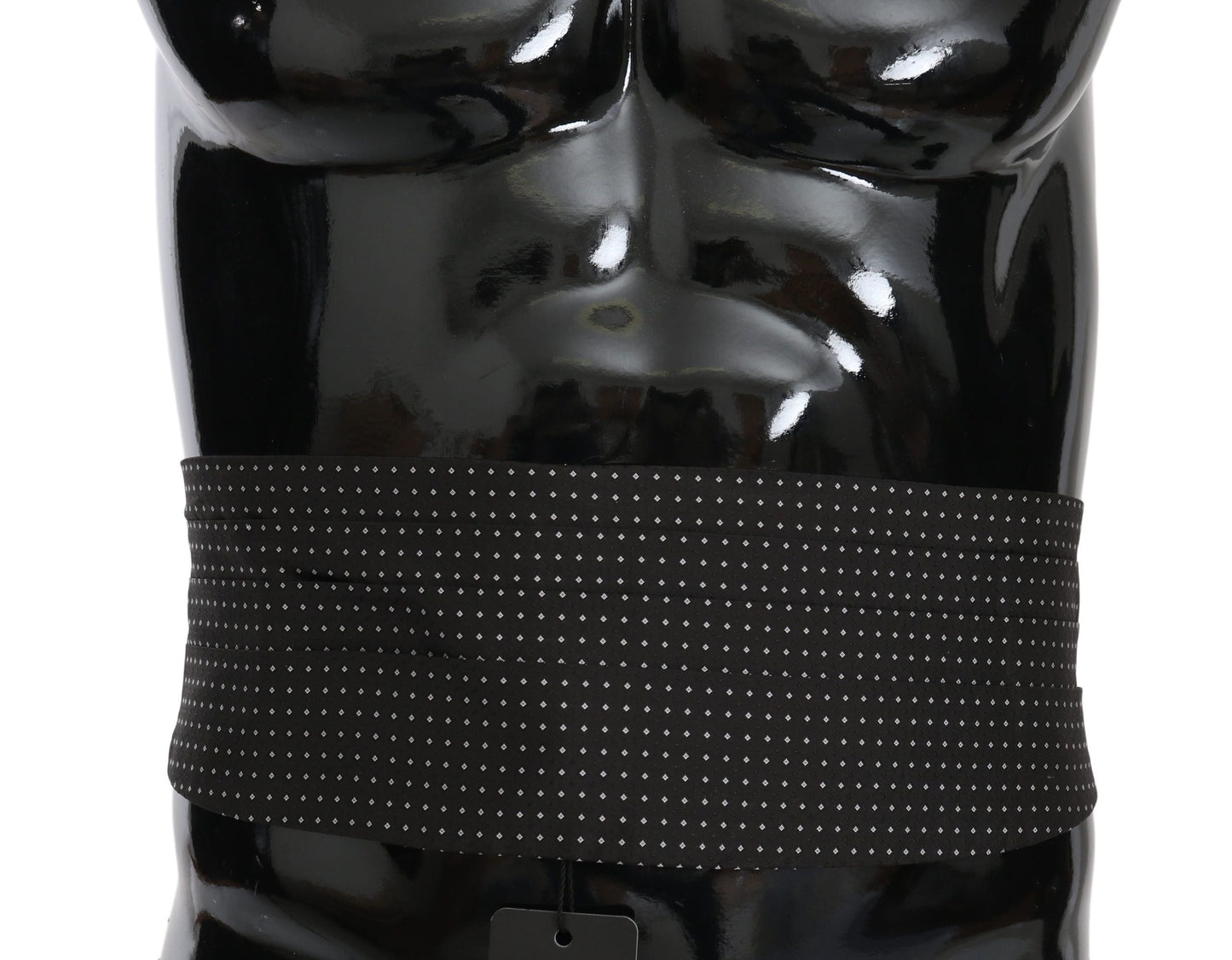 Dolce & Gabbana Dark Gray Dotted Waist Belt Silk Cummerbund