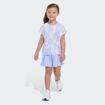 Kids' adidas Two-Piece Printed Sleeveless Box Tee and French Terry Skort Set
