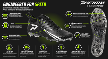 Phenom Elite Quantum Speed 2.0 Football Cleats - White
