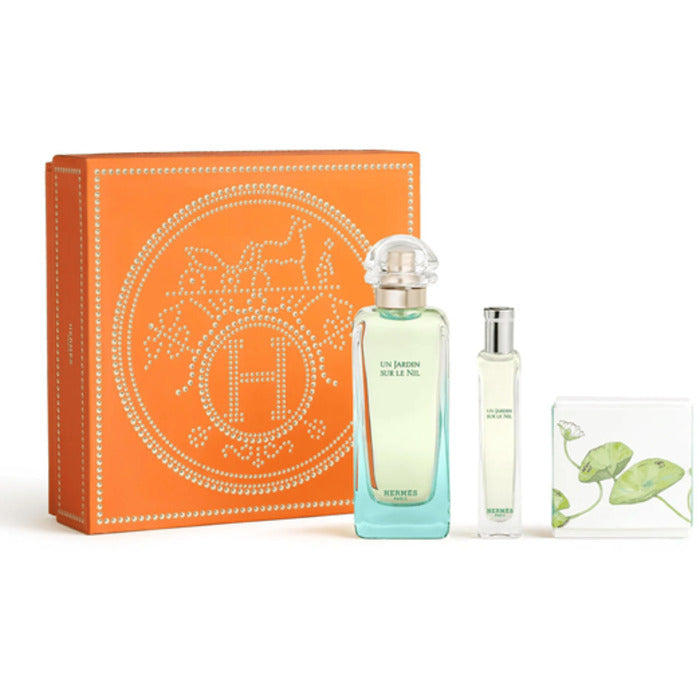 Hermes Un Jardin Sur Le Nil Giftset Eau De Toilette Spray /edt Spray 15ml/soap 50gr 165ml 100ml