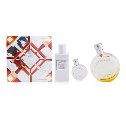 Hermes Eau Des Merveilles Coffret: Eau DeToilette Spray 50ml + Eau De Toilette 7.5ml + Body Lotion 40ml  3pcs