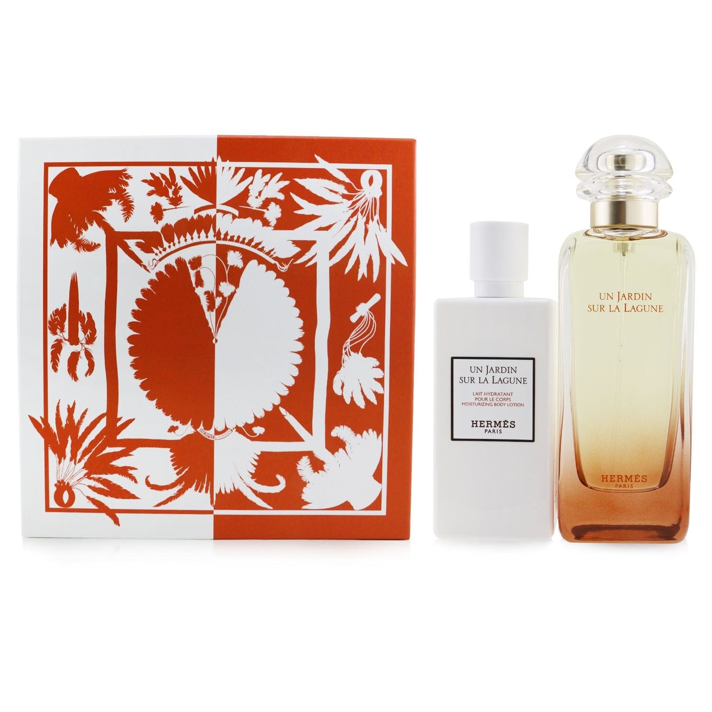 Hermes Un Jardin Sur La Lagune Coffret: Eau De Toilette Spray 100ml/3.3oz + Moisturizing Body Lotion 80ml/2.7oz  2pcs