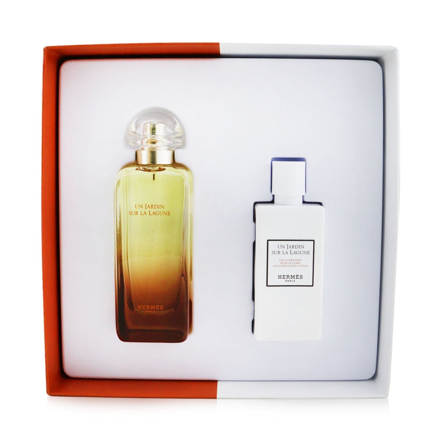 Hermes Un Jardin Sur La Lagune Coffret: Eau De Toilette Spray 100ml/3.3oz + Moisturizing Body Lotion 80ml/2.7oz  2pcs