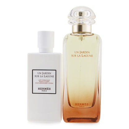 Hermes Un Jardin Sur La Lagune Coffret: Eau De Toilette Spray 100ml/3.3oz + Moisturizing Body Lotion 80ml/2.7oz  2pcs
