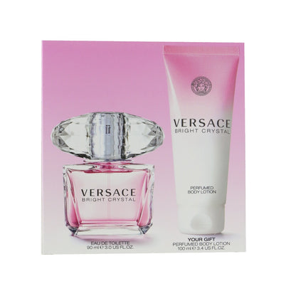Versace Bright Crystal Coffret: Eau De Toilette Spray 90ml/3oz + Perfumed Body Lotion 100ml/3.4oz  2pcs