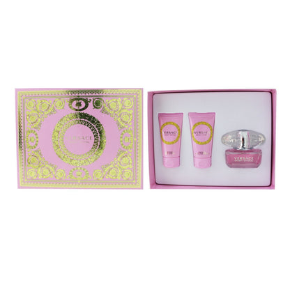 Versace Bright Crystal Coffret: Eau De Toilette Spray 50ml/1.7oz + Bath & Shower Gel 50ml/1.7oz + Body Lotion 50ml/1.7oz  3pcs