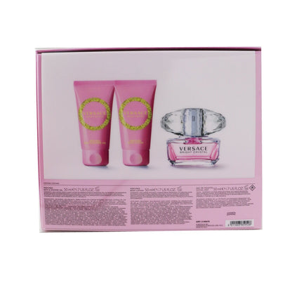 Versace Bright Crystal Coffret: Eau De Toilette Spray 50ml/1.7oz + Bath & Shower Gel 50ml/1.7oz + Body Lotion 50ml/1.7oz  3pcs