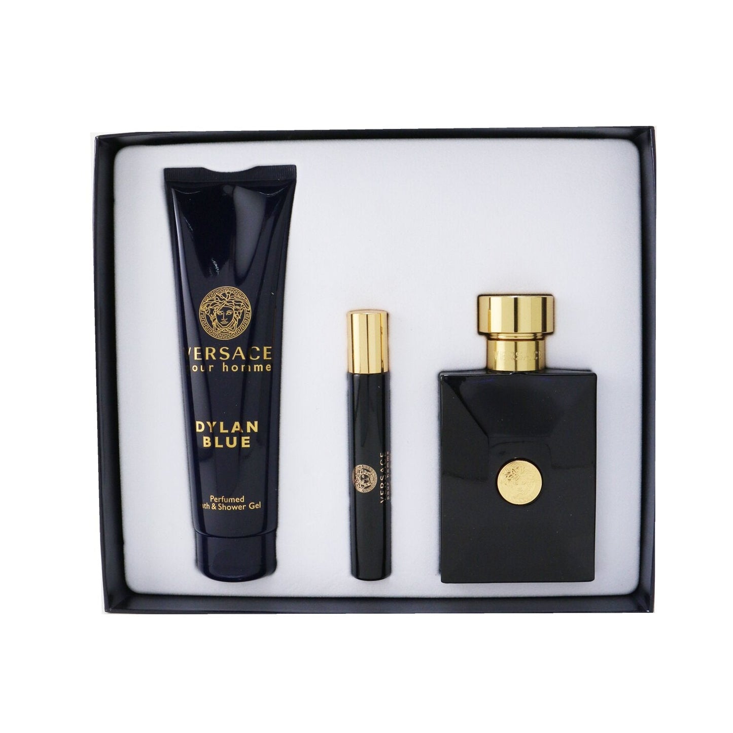 Versace Dylan Blue Coffret: Eau De Toillete Spray 100ml/3.4oz + Eau De Toillete Spray 10ml/0.3ozl + Bath&Shower Gel 150ml/5oz  3pcs