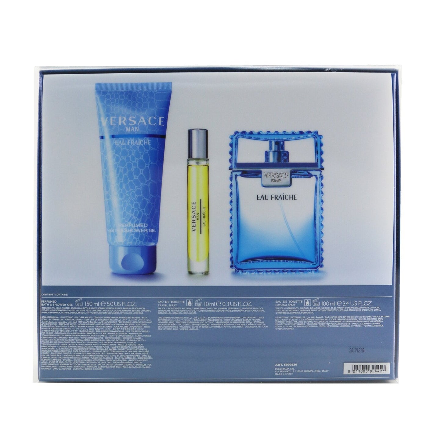 Versace Eau Fraiche Coffret: Eau De Toilette Spray 100ml/3.4oz + Bath&Shower Gel 150ml/5oz + Eau De Toilette Spray 10ml/0.3oz  3pcs