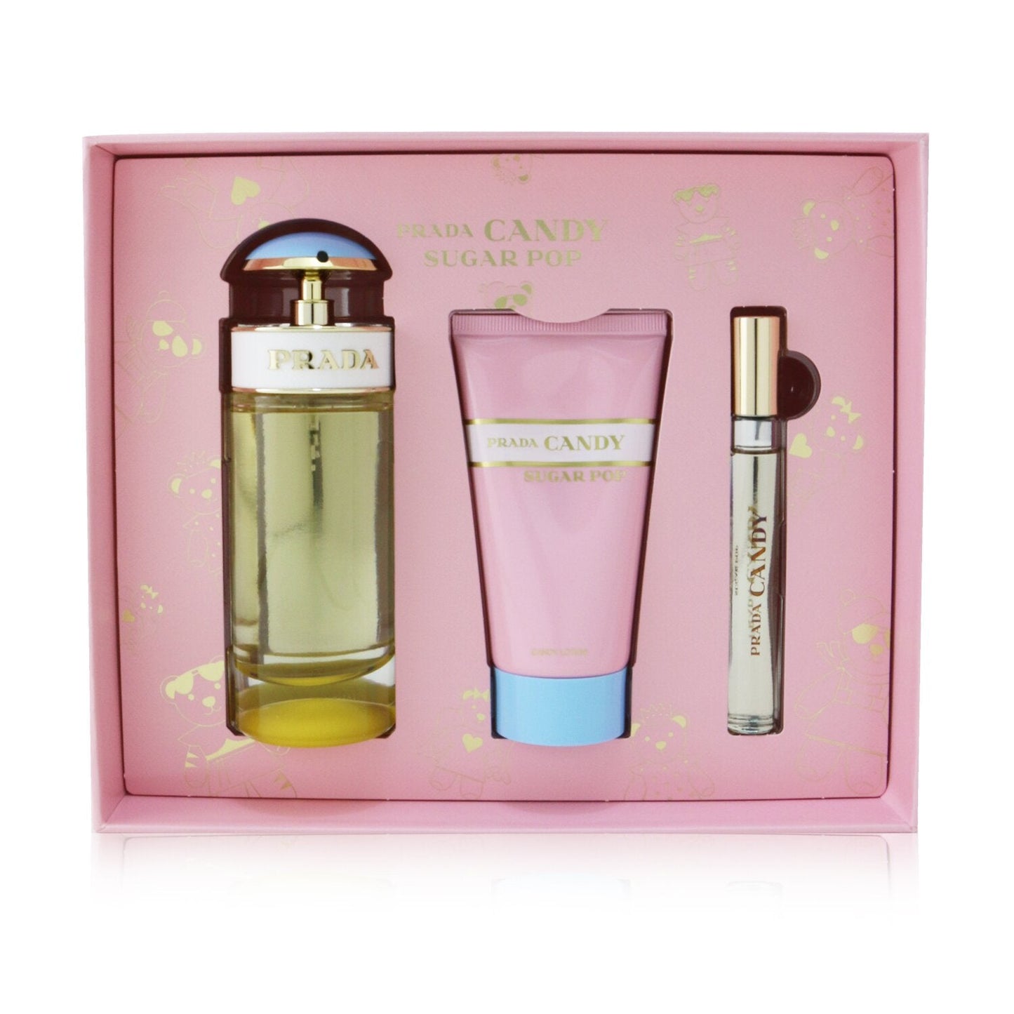 Prada Candy Sugar Pop Coffret: Eau De Parfum Spray 80ml/2.7oz + Body Lotion 75ml/2.5oz + Roll-On 10ml/0.34oz  3pcs