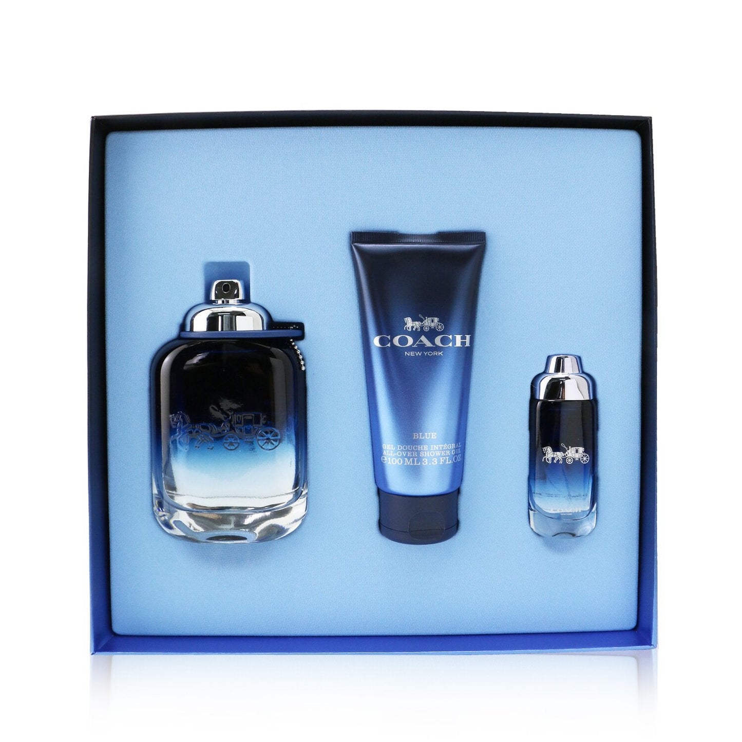 Coach Blue Coffret: Eau De Toilette Spray 100ml/3.3oz + Eau De Toilette Spray 15ml/0.5oz + Shower Gel 100ml/3.3oz  3pcs