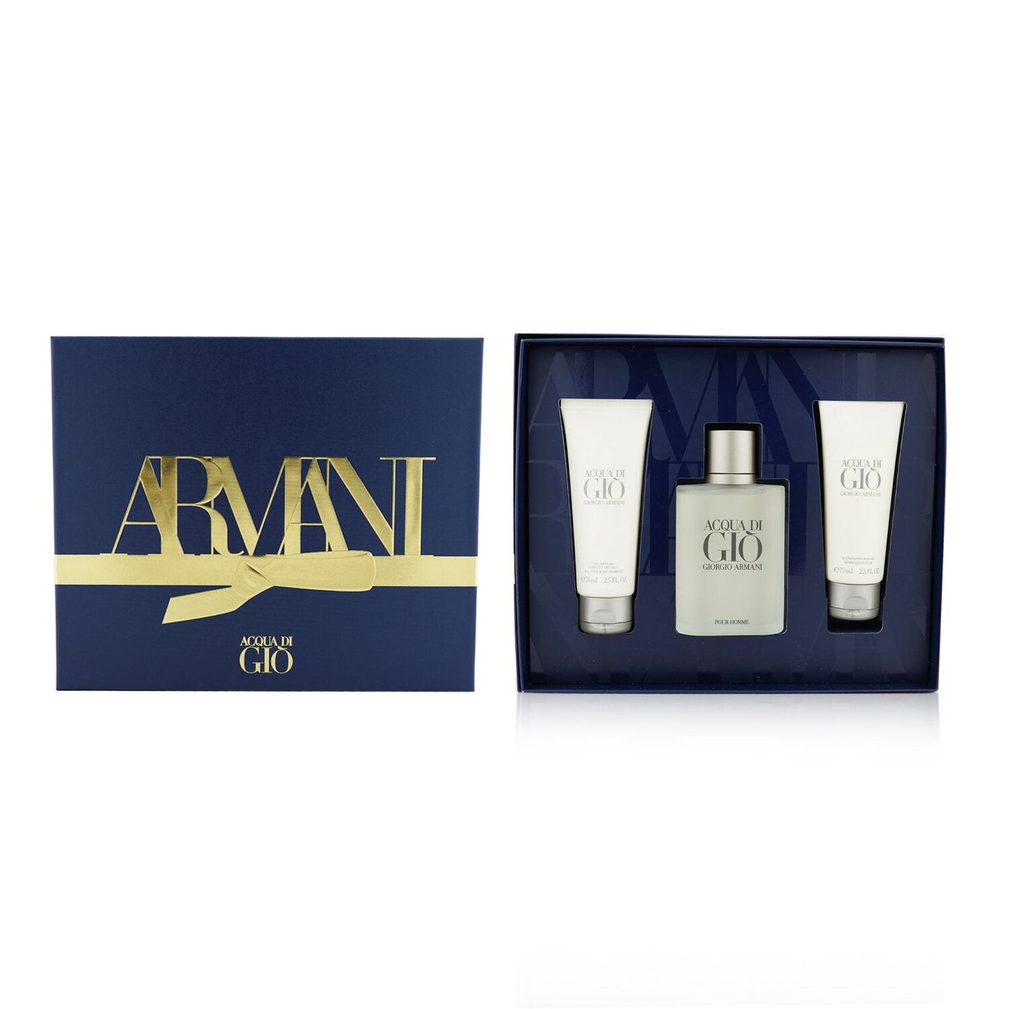 Giorgio Armani Acqua Di Gio Coffret: Eau De Toilette Spray 100ml/3.4oz + All Over Body Shampoo 75ml/2.5oz + After Shave Balm 75ml/2.5oz (Unboxed)  3pcs