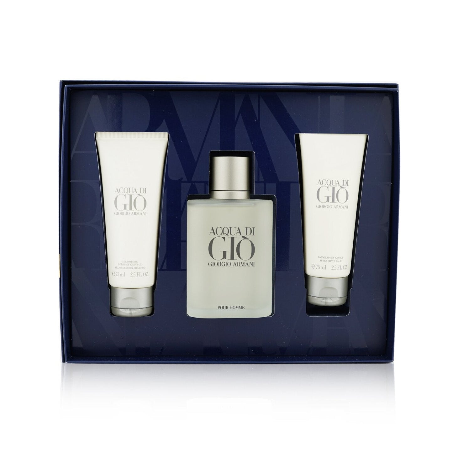Giorgio Armani Acqua Di Gio Coffret: Eau De Toilette Spray 100ml/3.4oz + All Over Body Shampoo 75ml/2.5oz + After Shave Balm 75ml/2.5oz (Unboxed)  3pcs