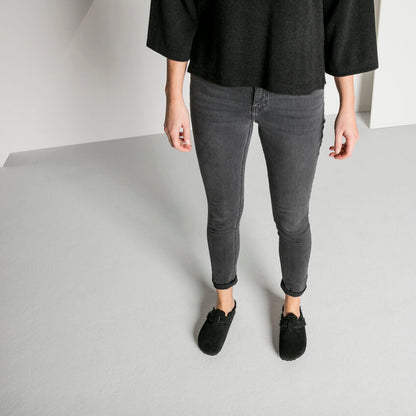 Unisex Boston Shearling Suede Leather Black Regular/Wide