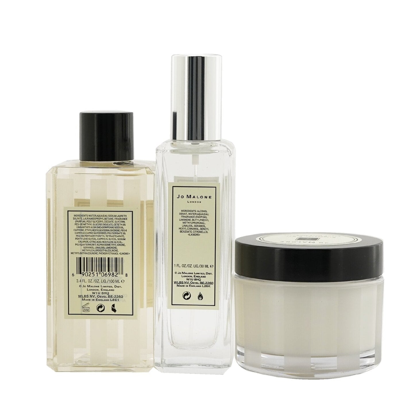Jo Malone Fragrance Layering Collection: English Pear & Freesia Cologne Spray 30ml + Blackberry & Bay Body Cream 50ml + Wood Sage & Sea Salt Body Wash 100ml  3pcs