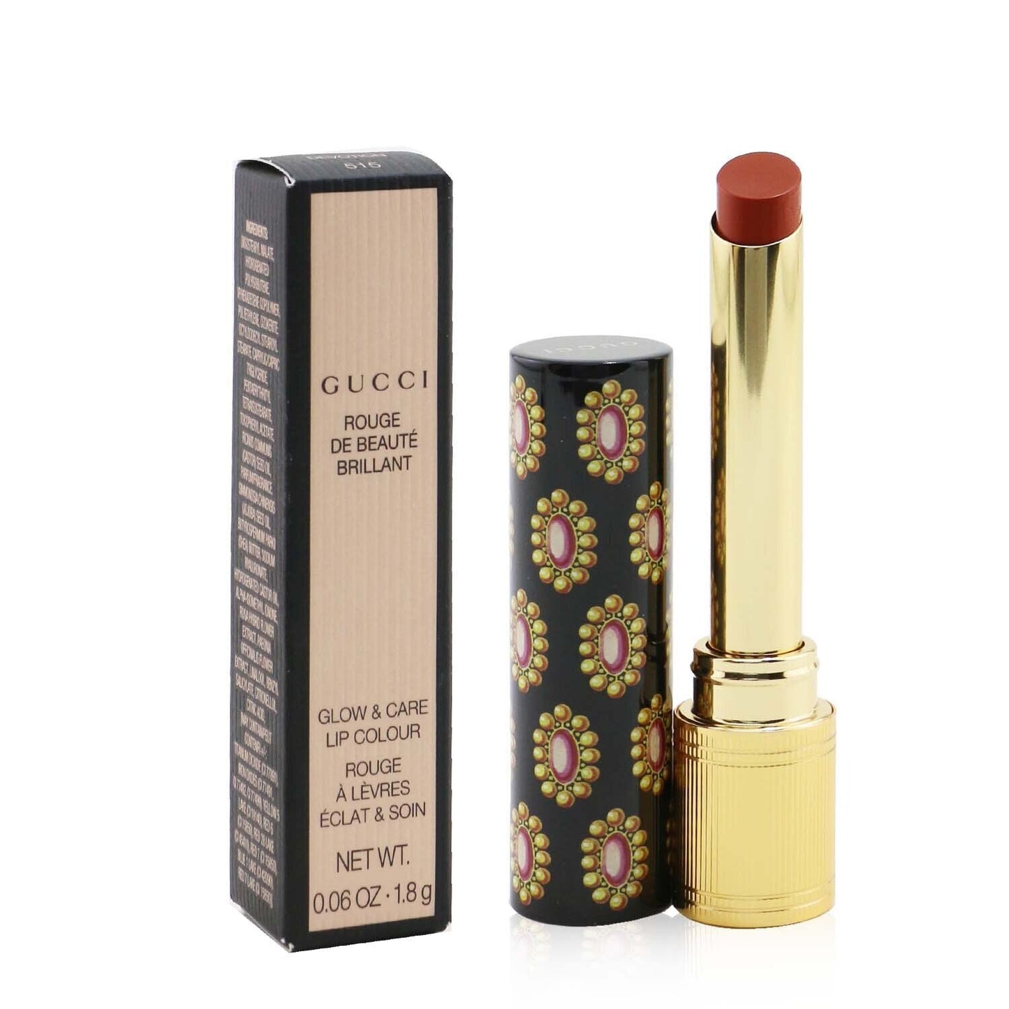 Gucci Rouge De Beaute Brillant Glow & Care Lip Colour - # 517 Abbie Maroon Red  1.8g/0.06oz