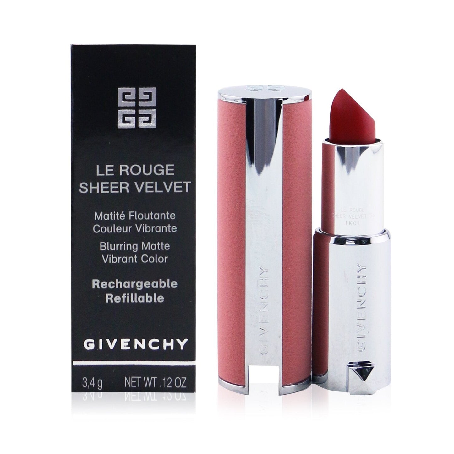 Givenchy Le Rouge Sheer Velvet Matte Refillable Lipstick - # 34 Rouge Safran  3.4g/0.12oz