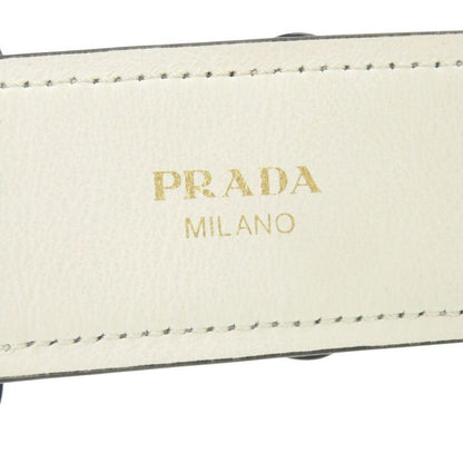Prada Shoulder Belt White Black Flower Leather Strap 1085