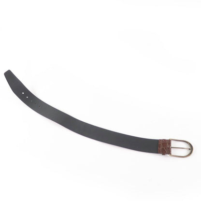 Saint Laurent Logo Croc Shape Pressed Leather Belt Brown 65 Storage