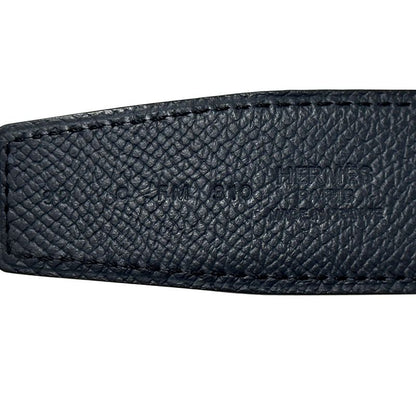 Hermes Belt Street H Leather Navy Gray Reversible