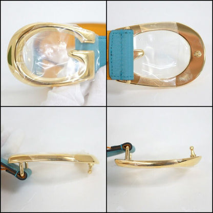 Gucci Belt Leather Light Blue Yellow