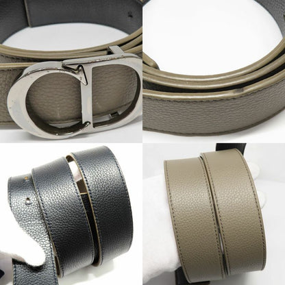 Dior CD Icon Logo Buckle Silver Metal Strap Reversible Black