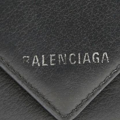 Balenciaga Paper Mini Wallet Trifold Compact Black Leather