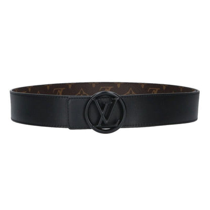 Louis Vuitton Ceinture Logo Circle Buckle Monogram Leather Belt 85 Brown Black