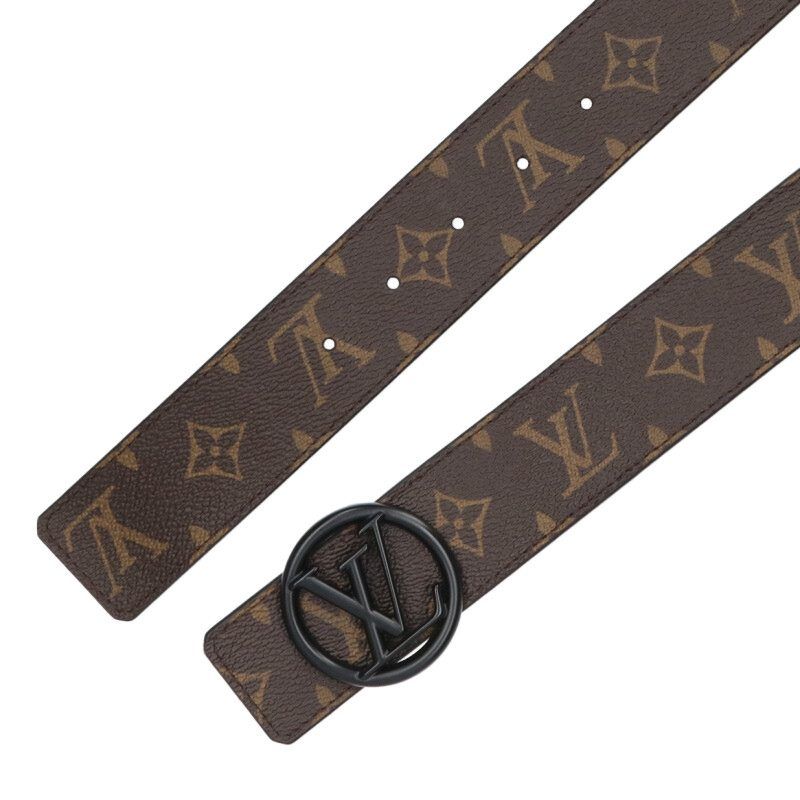 Louis Vuitton Ceinture Logo Circle Buckle Monogram Leather Belt 85 Brown Black