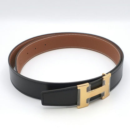 Hermes Belt Buckle Leather 95 Black Gold
