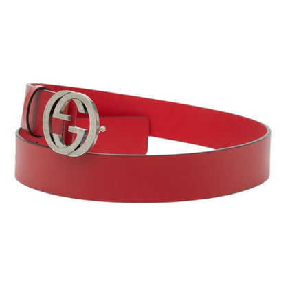 Gucci Interlocking Logo Belt Red Leather