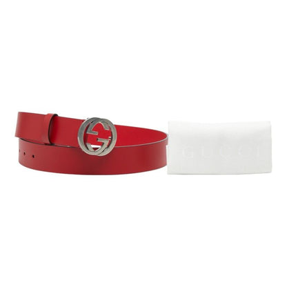 Gucci Interlocking Logo Belt Red Leather