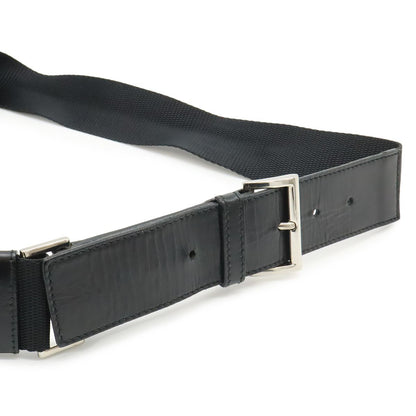 Prada Triangle Logo Belt Bag Waist Pouch Bag Nylon Leather Nero Black Silver