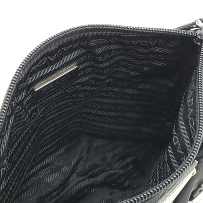 Prada Triangle Logo Belt Bag Waist Pouch Bag Nylon Leather Nero Black Silver