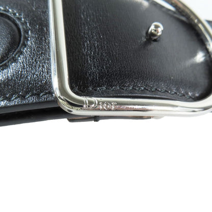 Dior Dlogo Buckle Leather Belt Black Silver