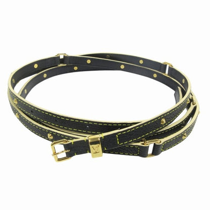 Louis Vuitton Suhali Ceinture Double Tour Leather Belt Studded Narrow-S Black