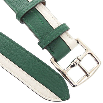 Hermes Etriviere Leather Bicolor Green White Silver Belt