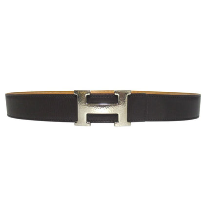 Hermes Constance Hmartelee Giboshi Reversible Belt 80 Brown Beige Silver
