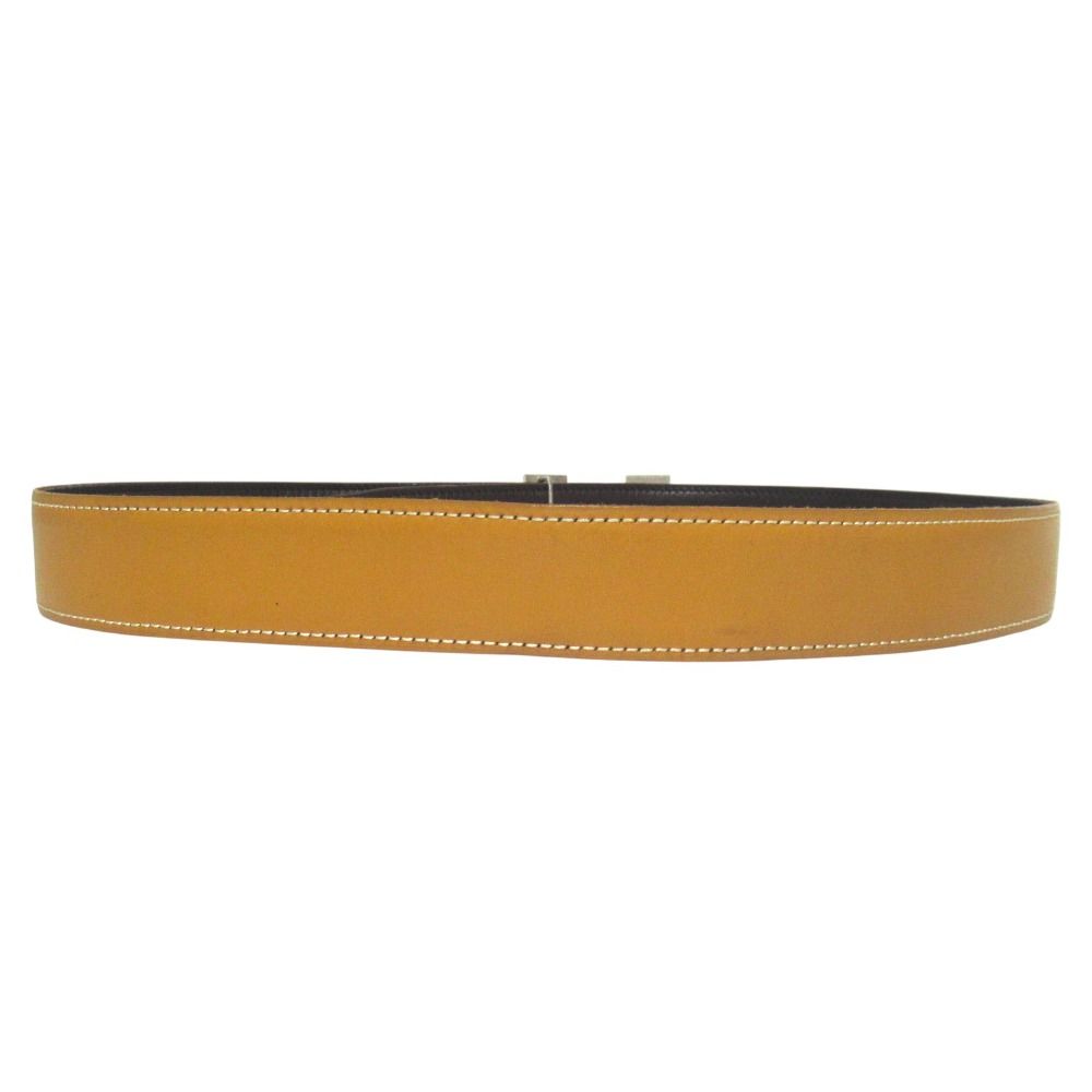 Hermes Constance Hmartelee Giboshi Reversible Belt 80 Brown Beige Silver