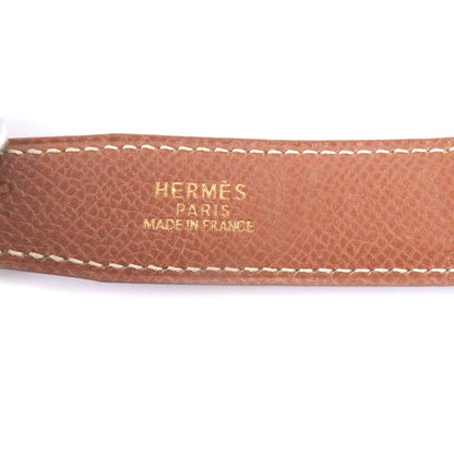 Hermes Vintage Martin Margiela Era Logo Gold Buckle Leather Belt Dark Brown 70