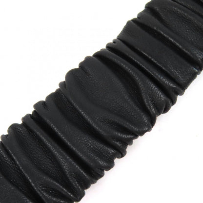 Chanel CC Logo Rhinestone Buckle Leather Rubber Belt Black Gold