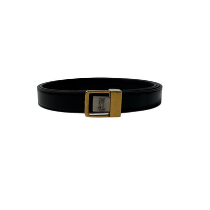 Saint Laurent YSL Yves Push Pin Buckle Belt 100 Shiny Leather