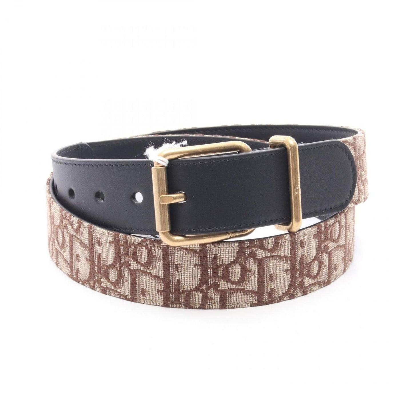 Dior Belt Oblique Brown Canvas Leather