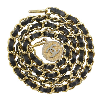 Chanel Che CC Logo Vintage Leather Black LadyBelt Belt