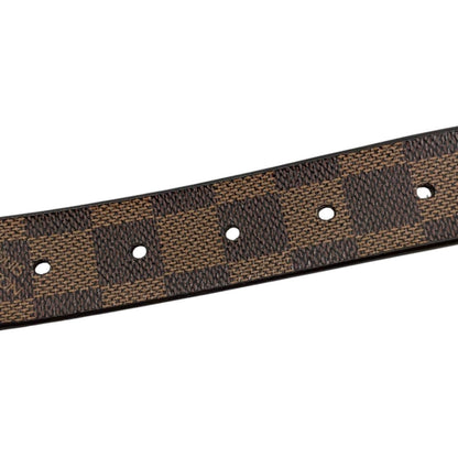 Louis Vuitton Belt Ceinture Carre Damier Ebene Logo Buckle Silver