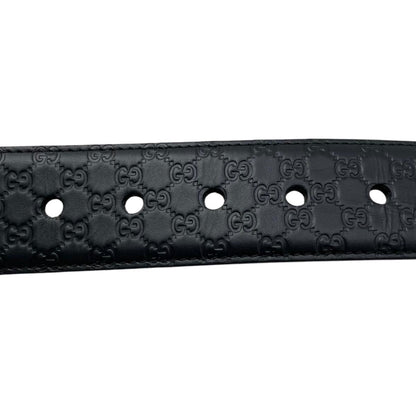 Gucci Belt Micro Guccissima Leather Logo Black Silver