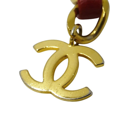 Chanel Belt Chain Leather Red Gold CC Logo