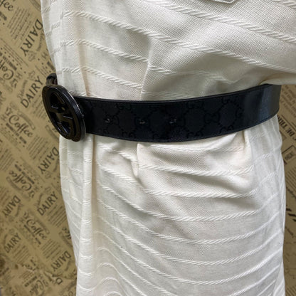 Gucci Leather Belt GG Marmont Supreme Black